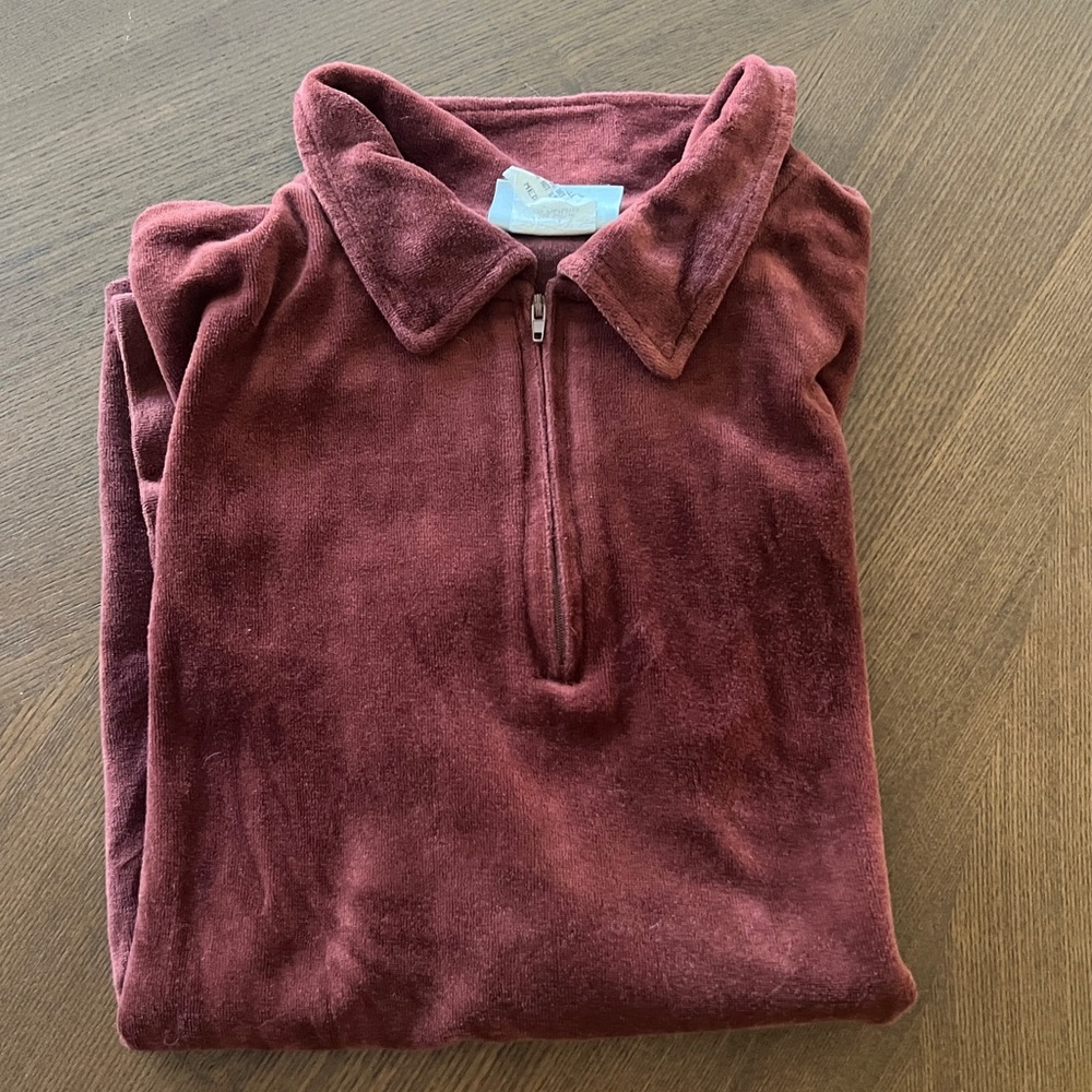 Dr. Martens Men's Zip-Up Velour Sweater – Burgundy